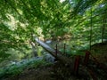 Bridge over Cerna river, Romania trail to Inelet and Scarisoara hamlets, Romania Royalty Free Stock Photo